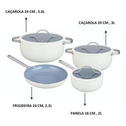 Jogo Panelas com 4 Pecas Revestimento Cerâmica Berlin Branca - 6