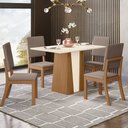 Ver imagem 1 de Mesa de Jantar 4 Lugares Orus Milla Nature/off White/marrom Amêndoa - Henn