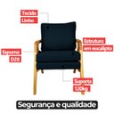 Ver imagem 7 de Kit 4 Poltrona Sala Decorativa Stella Estofada Linho Azul Base Madeira Castanho - Arkell