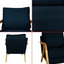 Ver mais imagens de Kit 4 Poltrona Sala Decorativa Stella Estofada Linho Azul Base Madeira Castanho - Arkell