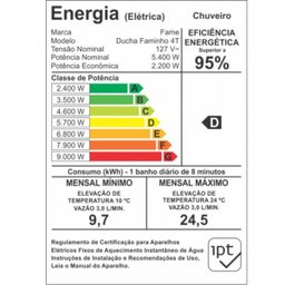Chuveiro Ducha Faminho Black Fame 4t 127v~5400w - 4