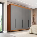 Ver imagem 1 de Guarda-Roupa Casal 6 Portas de Bater Madrid Cinza/Freijó