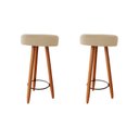 Ver imagem 1 de Kit Duas Banqueta Alta para Área Gourmet Balcão Pés Palito Courino Bege Eli Móveis e Decoração