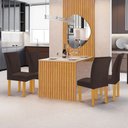 Ver imagem 1 de Mesa de Jantar 4 Lugares Bella/Canela com Vidro e Espelho Ripado Cinamomo/Off White/Veludo Marrom - 