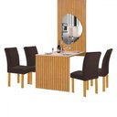 Ver imagem 2 de Mesa de Jantar 4 Lugares Bella/Canela com Vidro e Espelho Ripado Cinamomo/Off White/Veludo Marrom - 
