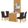Mesa de Jantar 4 Lugares Bella/Canela com Vidro e Espelho Ripado Cinamomo/Off White/Veludo Marrom -  - 2