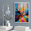 Ver imagem 2 de Quadro Decorativo Abstrato Piano 33x24cm - com Vidro:moldura Preta
