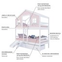 Ver imagem 4 de Beliche Casinha Dos Sonhos com 02 Gavetas Kit Escada/ Escorregador Madeira Maciça Rosa/ Branco