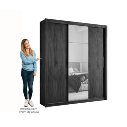 Roupeiro Casal Urucum 3 Portas de Correr com Espelho - Branco - 6