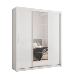 Roupeiro Casal Urucum 3 Portas de Correr com Espelho - Branco - 2