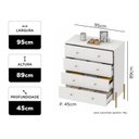 Ver imagem 2 de Cômoda 4 Gavetas 100% MDF com Pintura UV e Pés em Metal 95x89x45cm Branco Fosco