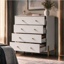 Ver imagem 3 de Cômoda 4 Gavetas 100% MDF com Pintura UV e Pés em Metal 95x89x45cm Branco Fosco