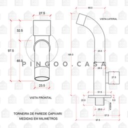 Torneira Para Tanque de Parede Capivari Pingoo.casa - Preto - 5