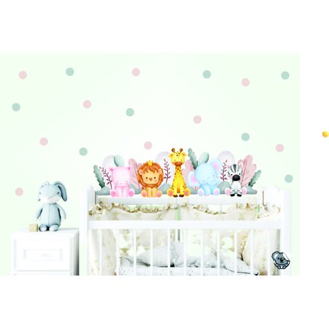 Adesivo De Parede Infantil Cabeceira de Berço Safari Baby
