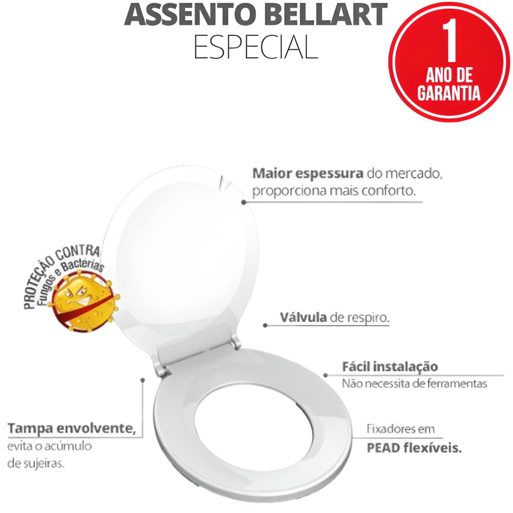 Assento Tampa para Vaso Sanitário Oval Especial Bellart Salmon Durín - 2