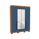 Ver imagem 2 de Guarda-roupa Casal Madrid 4 Portas 4 Gavetas com Espelho Azul/freijó - Politorno