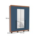 Ver imagem 4 de Guarda-roupa Casal Madrid 4 Portas 4 Gavetas com Espelho Azul/freijó - Politorno