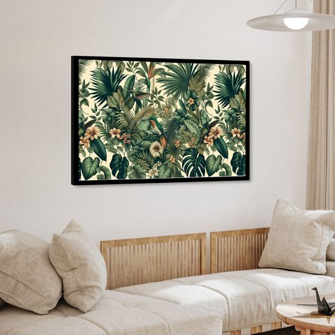 Quadro Decorativo Tropical Flores Amarelas - 50x70cm:moldura Preta