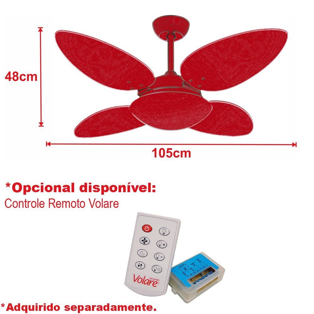 Ventilador de Teto Volare Branco Fosco Vd42 Pétalo Palmae 4 Pás Natural - 127V - 5