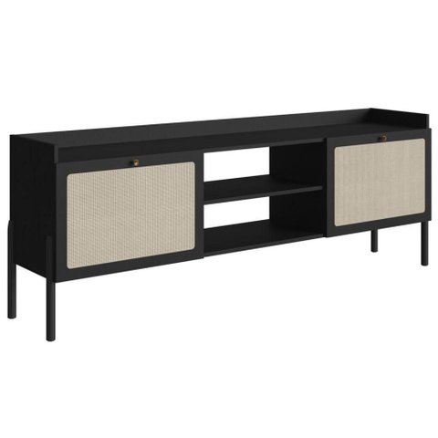 Rack Oslo para TV 75" 183cm MDP com Pés Torneados Preto Artesano Móveis