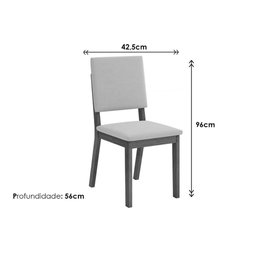 Sala de Jantar Completa Celeste Tampo Madeirado C/ Vidro Retangular 160x90cm e 6 Cadeiras Talia - 3