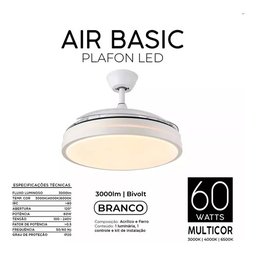 Ventilador Teto Controle Remoto Led 3 Cores 4 Pás Retrátil:branco - 6