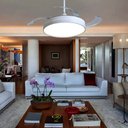 Ver imagem 2 de Ventilador Teto Controle Remoto Led 3 Cores 4 Pás Retrátil:branco