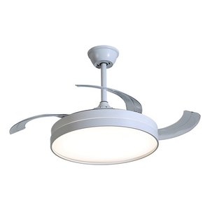 Ventilador Teto Controle Remoto Led 3 Cores 4 Pás Retrátil:branco