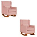 Ver imagem 1 de Kit 2 Poltrona Aurora Balanço Vovo Veludo Rosa - Fm