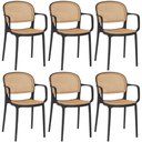 Ver imagem 1 de Kit 6 Cadeiras de Jantar Roma Prática com Braços para Sala e Cozinha - Preto