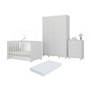 Ver imagem 1 de Quarto de Bebê Completo Berço Americano 3 em 1 Colchão Dengo Multimóveis Mp4604 Branco