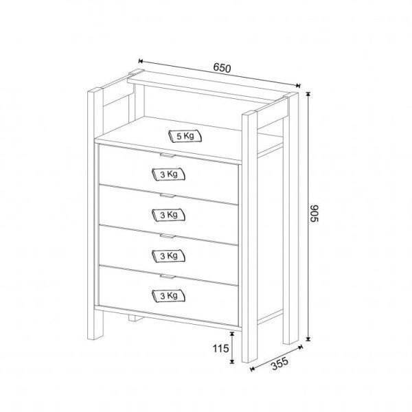 Conjunto Home Office 2 Peças com 1 Estante e 1 Gaveteiro  - 3