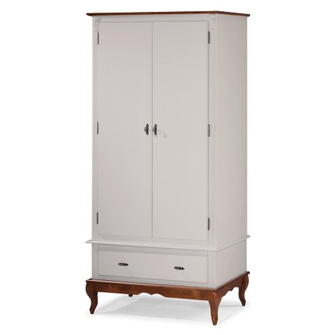 Guarda Roupa Solteiro 2 Portas 1 Gaveta 60406 Linz Móveis - Off White/Imbuia