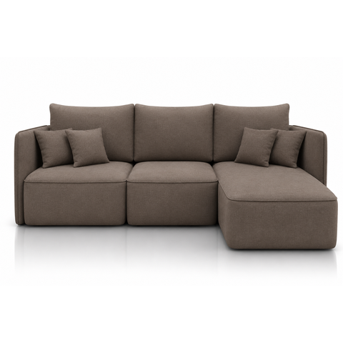 Sofá Modular Búzios - Conforto, Versatilidade e Design Contemporâneo:Veludo Marrom/2,60 com Chaise