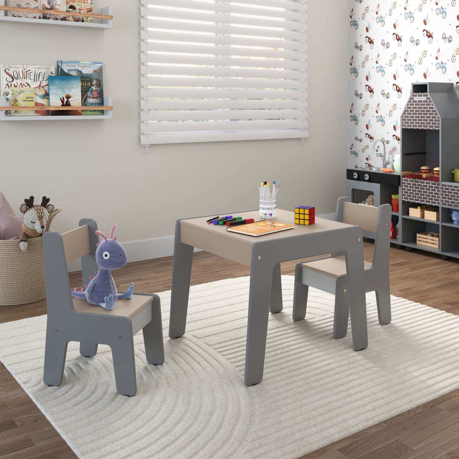 Conjunto de Mesa Infantil com 2 Cadeiras Diana - Cinza - 2