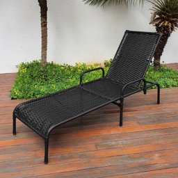 Espreguiçadeira Catar com Regulagem para Jardim e Piscina - Preto - 2