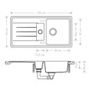 Ver imagem 2 de Cuba de Cozinha em Quartzo Arell 203e + Válvula Branco/inox