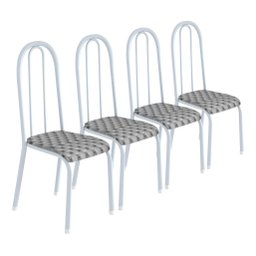 Conjunto Kit 4 Cadeiras Metal Aço Cozinha Jantar Almofadada - 1