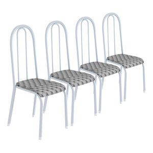 Conjunto Kit 4 Cadeiras Metal Aço Cozinha Jantar Almofadada