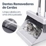 Kit Vassoura e Pá de Lixo Dobrável de Inox com Limpa Cerdas - 4