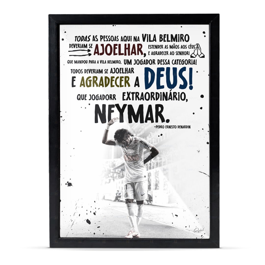 Quadro Neymar Narração Histórica | Moldura com Vidro - 2