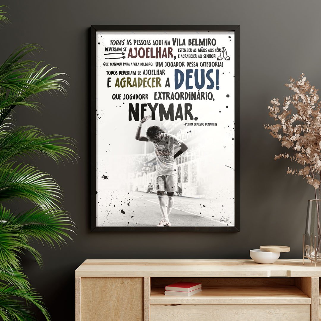 Quadro Neymar Narração Histórica | Moldura com Vidro - 3