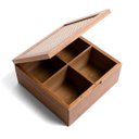 Ver imagem 2 de Caixa Organizadora Decorativa de Bambu 4 Nichos de Palha Xadrez Multiuso - Oikos