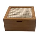 Ver imagem 3 de Caixa Organizadora Decorativa de Bambu 4 Nichos de Palha Xadrez Multiuso - Oikos