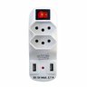 Adaptador Universal 2 tomadas, 2 pinos, Terra e 2 entradas USB Dani Condutores - 2