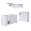 Ver imagem 2 de Quarto Infantil 3 Peças com Berço 3 em 1 Cômoda e Prateleira Cor:branco