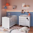 Ver imagem 1 de Quarto Infantil 3 Peças com Berço 3 em 1 Cômoda e Prateleira Cor:branco