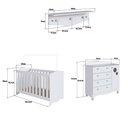 Ver imagem 3 de Quarto Infantil 3 Peças com Berço 3 em 1 Cômoda e Prateleira Cor:branco