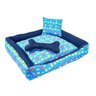 Caminha de Cachorro Pequena Azul Estampada 40cm x 40cm com Almofadas + Colchonete Pet 90cm x 70cm - 4