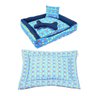 Caminha de Cachorro Pequena Azul Estampada 40cm x 40cm com Almofadas + Colchonete Pet 90cm x 70cm - 1